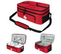 Yuehuamech Sac de rangement vide pour les premiers secours - Pour la maison, l'extérieur, les voyages, le camping, la randonnée, le travail, les vacances, les trousses d'urgence, Rouge, Mode