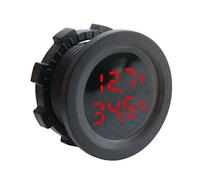 Yuehuamech Voltmètre de voiture DC 12 V - Affichage LED numérique - Panneau rond - Moniteur pour marine, voiture, moto, camion, bateau, RV, ATV, UTV