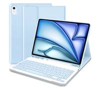 YUEJIDZ Coque Clavier iPad Air 11 Pouces M3/M2 (2025/2024), Magnétique AZERTY Français Clavier Coque pour iPad Air 5 2022/Air 4 2020 10.9",Housse Multiposition Fonction Ranger Stylet,Bleu