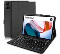 YUEJIDZ Étui clavier espagnol Ñ pour Xiaomi Redmi Pad, étui intelligent en cuir PU Premium avec design QWERTY Clavier Bluetooth amovible compatible avec L83 Redmi Pad 10,61 pouces 2022, noir