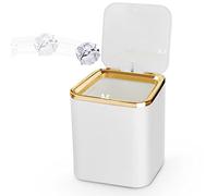 yuejuhe Mini Poubelle de Table avec Couvercle 2L, Petite Poubelle Cuisine, pour Salle de Bain, Plan de Travail, Sdb, Chambre, Bureau Enfant, Voiture (Blanc)