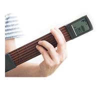 YUEKO SOLO SCT-80 Outil de pratique d'accords de guitare portable avec tableau d'accords rotatif pour débutants (gris argenté, métal et imitation acajou, 6 cordes, pont fixe, sans son, métronome)