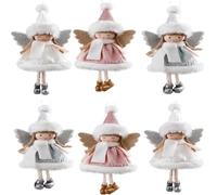 YUEKOPOU Accessoires pour Cheveux de Noël, Pinces à Rideaux Christmas Angel Doll Pendant Ornaments Pack of X 19cm Tree Hanging Decorations(6pcsa)