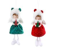 YUEKOPOU Accessoires pour Cheveux de Noël, Pinces à Rideaux Christmas Angel Doll Pendant Tree Hanging Ornaments 6.3x3.5 inches Pack of 2/4(2pcs)