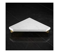YUEKOPOU Caddie de Douche d'angle en Aluminium et marbre Blanc, étagère de Salle de Bains à Double Niveau, Support en Pierre en Laiton(Single Level B)
