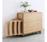 YUEKOPOU Chaises de Salle à Manger Wooden Folding Dining Table Set with 4 Chairs - Extendable Drop Leaf Table for Kitchen, Dining Room, Living Room, and Restaurant 1.4m Beige