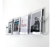 YUEKOPOU Clear Acrylic Floating Shelves - Wall Mounted Magazine Holder for Living Room Office Brochure Display Stand with Fittings(60cm(23 5/8)