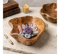 YUEKOPOU Handmade Wooden Serving Platter,Smooth Natural Wood Tray for Kitchen Counter Food Serving and Household Ornament
