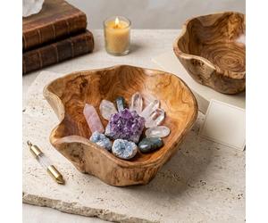 YUEKOPOU Handmade Wooden Serving Platter,Smooth Natural Wood Tray for Kitchen Counter Food Serving and Household Ornament