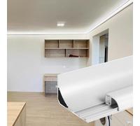 YUEKOPOU Moulure de Plafond, plinthe, Aluminum Channel for Baseboard LED Lighting Trim Crown Molding Without LED Light Surface Mounted White Multiple Lengths(5.5m/18ft)
