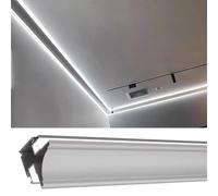 YUEKOPOU Moulure de Plafond, plinthe, Ceiling Crown Molding Double LED Channel Aluminum Profile White Multiple Sizes(2.4 m/7.8 ft)