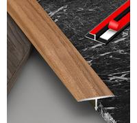 YUEKOPOU Profilé en T Auto-adhésif en Aluminium - Bande de séparation Plate, Couvre-Joint de seuil ajusté for Portes, carrelages et moquettes, Installation Facile(Wood Color,W 2cm)