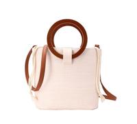 YUEKOPOU Sac à bandoulière Fourre-tout en paille, Shoulder Bags 2023 New Woven Women's Bag Wooden Handbag Shoulder Messenger Bag Trendy Bucket Straw Bag straw bags