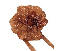 YUEKOPOU Tie-Backs Ajustables, Tie-Backs pour Rideaux Cloth Curtain Tiebacks Pack of 2 with 13 Centimeters Flower Multicolor(Coffee)