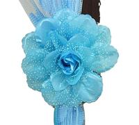 YUEKOPOU Tie-Backs Ajustables, Tie-Backs pour Rideaux Cloth Curtain Tiebacks Pack of 2 with 13 Centimeters Flower Multicolor(Blue)
