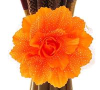 YUEKOPOU Tie-Backs Ajustables, Tie-Backs pour Rideaux Cloth Curtain Tiebacks Pack of 2 with 13 Centimeters Flower Multicolor(Orange)
