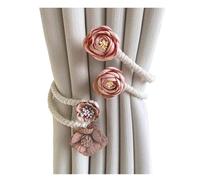 YUEKOPOU Tie-Backs Ajustables, Tie-Backs pour Rideaux Curtain Tiebacks Magnetic Clip Branches of Flowers Multicolor 50 cm Pack of 2(Pink+Lotus Roots)