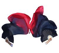 YUEKOPOU Voiles éventail en Soie 180 cm | Voiles de soie fluides avec poignées en bambou, rivets réglables et sac de transport for danseurs et interprètes.