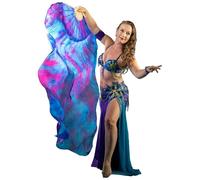 YUEKOPOU Voiles éventail en Soie 180 cm | Voiles de soie fluides avec poignées en bambou, rivets réglables et sac de transport for danseurs et interprètes.