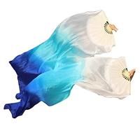 YUEKOPOU Voiles éventail en Soie 180 cm | Voiles de soie fluides avec poignées en bambou, rivets réglables et sac de transport for danseurs et interprètes.