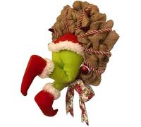 YUEKUN Guirlande de Noël La Couronne de Grinch Un voleur coincé sur le mur Amusante Poupée verte Décoration Props Créative-Cou[175]