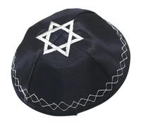 YUELER Casquettes Kippa élégantes pour adultes - Chapeau de juif brodé étoile Kippa - Chapeau confortable - Noir