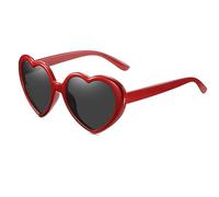 YUELUQU Lunettes de soleil en forme de cœur pour homme et femme - Polarisées des années 90 - Accessoire de festival - Lunettes de fête, rouge perle/gris