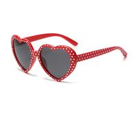 YUELUQU Lunettes de soleil en forme de cœur pour homme et femme - Polarisées des années 90 - Accessoire de festival - Lunettes de fête, Pois rouges.