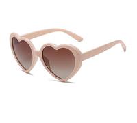 YUELUQU Lunettes de soleil en forme de cœur pour homme et femme - Polarisées des années 90 - Accessoire de festival - Lunettes de fête, beige/thé