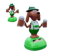 Yuemeuy Décorations pour Tableau de Bord de Voiture, Ornements Animaux Dansants Énergie Solaire pour Habitacle, Jouet Décoratif Intérieur Figurine Oscillante Chien Cartoon Tient Une Bière pour