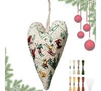 Yuemeuy Kit De Broderie Débutant Ornement de Noël en Forme de Cœur - Kit Initiation Broderie,Artisanat pour Décoration Murale Maison Adultes Seniors Loisir Détente Activité de Groupe Projet Voyage