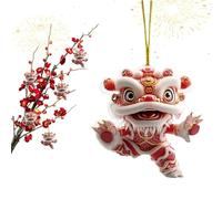 Yuemeuy Ornement Acrylique de Lion Chinois, décoration Pendentif de Lion Chinois 2D | Pendentif 2D de Danse du Lion du Nouvel an Chinois,Ornement Plat pour Festival de Printemps, Pendentif Rustique