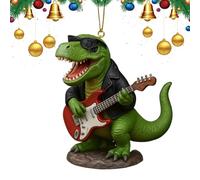 Yuemeuy Ornement de Noël Dinosaure,Résine Thème Rock T-Rex Décor Saisonnier - Ornement Pendentif De Fêtes | pour Porte D'Entrée Bureau Couronne Escalier Appui De Fenêtre Manteau Mur