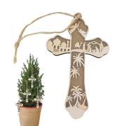 Yuemeuy Ornements De Noël Religieux | Pendentif en Bois,2D Nativité Jésus Décor De Noël - pour Maison Culte Église Avent Traditions Familiales Collection Célébration de Pâques
