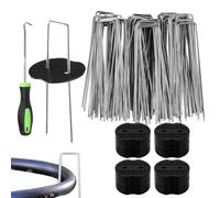 Yuemeuy Piquet de Jardin | Piquets en Métal Galvanisé | 50 Pièces Piquets pour Toile de Barrière et Gazon | pour Le Jardin L'Allée L'Arrière-Cour La Ferme La Terrase L'Allée De Garage La Tente La