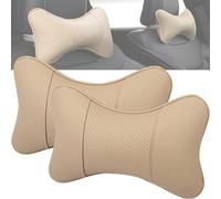 YUEMING 2 Pièces Voiture Oreillers de Cou, Coussin Appui-Tête En Cuir, Appuie Tete Voiture pour la Tête Reposent Soutien de Cou Les Sièges de Conduite Passager Voyage, 29 * 19CM