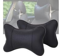 YUEMING 2 Pièces Voiture Oreillers de Cou, Voiture PU Oreiller Coussin Appuitête, Voiture Repose Tête Cervical pour Tête Reposent Soutien de Cou Les Sièges de Voitures Conduite Voyage (Noir1)