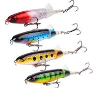 YUEMING 4 Pièces Leurre Truite, 10cm Poissons Nageur Flottants Leurre Pêche Crochets Aigus Durs, Yeux réalistes en 3D, Artificielle Appâts Pêche Accessoires Crochet Rotatif pour Eau Douce Salée