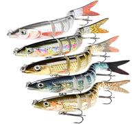 YUEMING 5 Pièces Leurres de Pêche avec Hameçon Triple, Swimbait Réaliste pour Bar, Truite, Crapet, Eau Douce et Salée (13.5cm-19.5g)