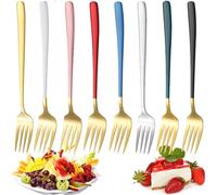 YUEMING 8 Pièces Fourchettes à Dessert, 20.8cm Fourchettes à Pâtisserie en Acier Inoxydable, Fourchettes à Fruits, Fourchettes à Gâteaux, Fourchettes à salade pour la Maison, Mariage