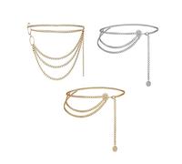 YUEMING Chaîne de Taille pour Femme, Chaîne de Ventre Ceinture de Chaîne de Corps Réglable pour Robe Jeans, Ceintures en Chaîne pour Femmes, Ceinture Chaîne Dorée et Argent