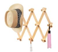 YUEMING Cintre rétractable Porte manteau mural Extensible en Bois 10 Peg Pinces à Linge Vertical Wallmount Manteau Hat Chiffon Rack de Stockage
