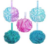 YUEMING Lot de 5 Fleurs de Douche, Éponges de Bain en Luffa pour le Corps Exfolie, Nettoie et Apaise la Peau Large 75g / PCS Éponge Loofah pour une peau douce et confortable