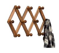 YUEMING Porte Manteau Mural Retractable en Bois Vintage Porte Manteau Suspendu Pliable 10 Crochets pour Entrée Salon Chambre Salle de Bain Maison Hôtel Support mural en Accordéon