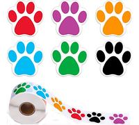 YUEMING Rouleau de 500 Pièces Autocollant pour animaux de compagnie - Autocollants jouet à empreinte de patte colorée - Étiquettes de patte de chien et d'ours