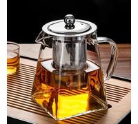 YUEMING Théière en Verre 550ml Théière avec Filtre Infuseur en Acier Inoxydable Résistant à La Chaleur, Théière en Verre pour Floraison, Thé en Vrac