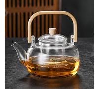 YUEMING Théière en Verre avec Infuseur Amovible Résistant à la Chaleur, Couvercle pour Floraison, Thé en vrac, Thé à fleurs et Café (1000ML)