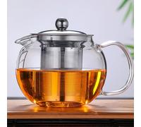 YUEMING Théières en verre avec infuseur, 650 ml en théière en verre borosilicate de forme carrée avec filtres à thé en vrac, infuseur en acier inoxydable amovible 304