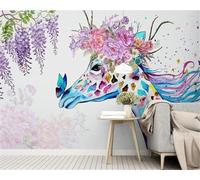 YueMingDi 3D Créatif Salon Décoration Animal Zèbre Fleur Paysage Bureau Étude Salon Fond D’Écran-350Cm×256Cm