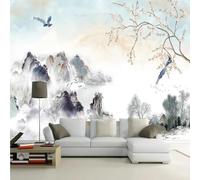 YueMingDi 3D Créatif Salon Décoration Encre Montagne Pic Branche Paysage Salon Chambre Fond Art Murale-200Cm×140Cm
